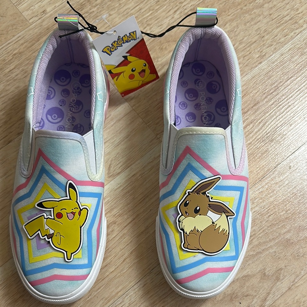 Adult Pokemon Pikachu Sneakers Multicolor Canvas Slip-On